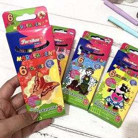 تصویر ماژیک رنگ آمیزی 6 رنگ پارسیکار آبرنگی JM825-6 - طرح MARKER PEN 6 COLORS Parsikar JM825-6