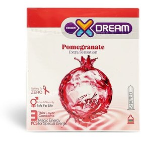 تصویر کاندوم 3عددی تنگ کننده واژن حاوی عصاره انار Pomegranate ایکس دریم ا X Dream Pomegranate Condom 3pcs X Dream Pomegranate Condom 3pcs