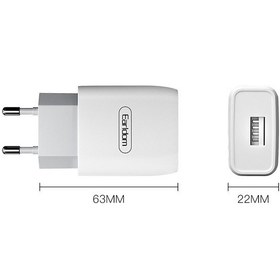 تصویر شارژر ارلدام مدل ES-197 همراه با کابل تایپ سی Earldom ES-197 USB Charger With Type-C Cable