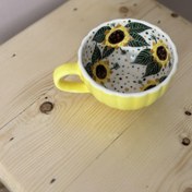 تصویر ماگ صدفی گل آفتابگردان خرید ماگ سرامیکی صدفی گل آفتابگردان