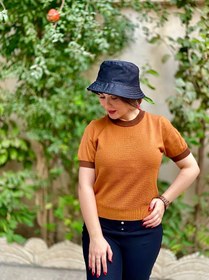 تصویر بلوز بافت پاییزی آستین کوتاه اورجینال 