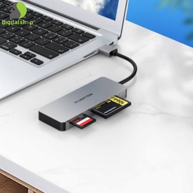 تصویر هاب و کارت خوان USB لنشن مدل H12 ا Lention USB Card Reader CF SD Micro-SD H12 Lention USB Card Reader CF SD Micro-SD H12
