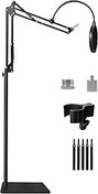 تصویر Microphone Arm Floor Stand for Blue Yeti, Nano, HyperX QuadCast, Elgato Wave, Shure SM7B, Fifine AM8 and More Mic, Boom Arm Microphone Stand with 3/8&quot;, 5/8&quot;, 1/4&quot; Screw, Pop Filter, Microphone Clip 