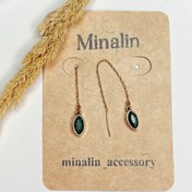 تصویر گوشواره زنجیر سنگ سبز 