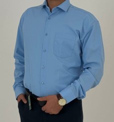 تصویر پیراهن یقه‌دار آبی سایز ۲XL 
