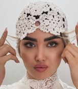 تصویر کلاه لیونی زنانه قلاب بافی گلدار 