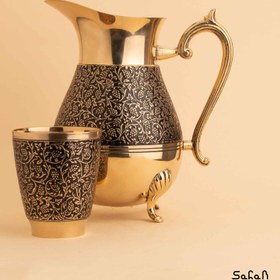 تصویر ست پارچ و لیوان برنجی میناکاری طرح انگوری کد 049 