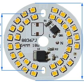 تصویر چیپ ال ای دی 18وات 220 ولت dobبرق مستقیم بسته ده عددی 
