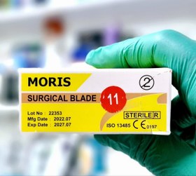 تصویر تیغ بیستوری جراحی موریس سایز 11 بسته 100 عددی Moris surgical blade size 11