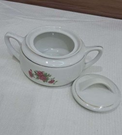 تصویر قندان چینی طرح گل سرخ 