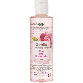 تصویر کاسمکولوژي تونرملايم و پاک کننده صورت مخصوص پوست هاي نرمال تا چرب 200 ميل COSMECOLOGY GENTLE CLEANSING TONER ROSE AND HAMAMELIS200ML