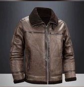 تصویر کاپشن چرم جیر خزدار 