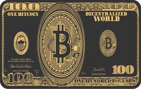 تصویر کارت بانکی فلزی طرح اسکناس بیت کوین - Bitcoin Bill 