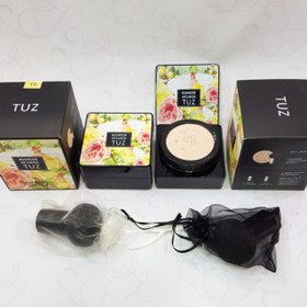 تصویر کوشن گل رز شماره 01 به همراه پد قارچی توز Tuz Mushroom Air Cushion BB Makeup Foundation