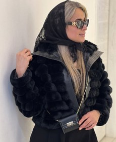 تصویر کت خز و چرم کد 06 - مشکی 