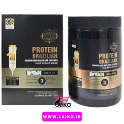 تصویر ماسک مو کراتینه و پروتئین برزیلی protein brazilian حجم 1000 میل hair mask protein brazilian 1000ml