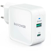 تصویر شارژر دیواری راوپاور 65 وات مدل RavPower RP-PC133 RavPower RP-PC133 2Port 65W Type-C PD Adaptor Charger