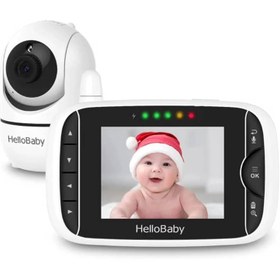 تصویر دوربین و مانیتور اتاق کودک ویدیویی با دوربین از راه دور Pan-Tilt-Zoom، صفحه نمایش LCD رنگی 3.2 اینچی برند HelloBaby 