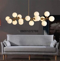 تصویر لوستر مدرن ۱۶ شعله پروفیل مناسب میز ناهارخوری و جزیره 