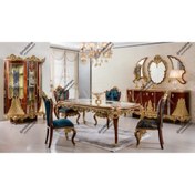 تصویر میز ناهار خوری 4نفره چوبی کلاسیک مدل دیوان 