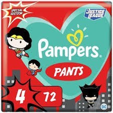 تصویر پوشک شورتی کودک پمپرز مدل justice league سایز 4 بسته 72 عددی pampers baby diapers justice league size4 - 72pcs