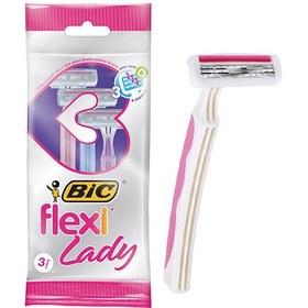 تصویر خودتراش بیک 3 لبه زنانه فلکسی لیدی بسته 3 عددی Flexi Lady Razors Blade