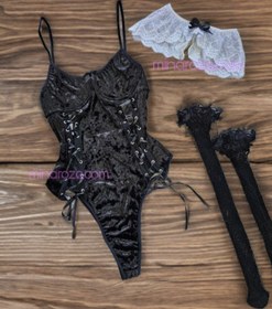 تصویر ست فانتزی بادی فنردار، جوراب دار زنانه کد 1871 Women's lingerie