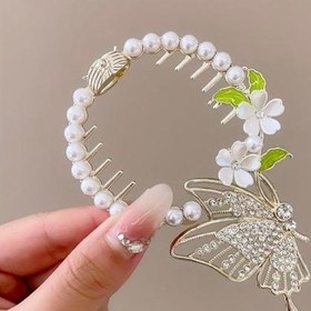 تصویر گیره گوجه ای طرح گل و پروانه 