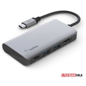 تصویر هاب شارژر 4 در 1 بلکین مدل Belkin Connect USB-C 4-in-1 Multiport Adapter AVC006 (آمریکایی) اورجینال 