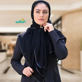 تصویر مقنعه پروانه ای حریر ساده مشکی کد 2033 