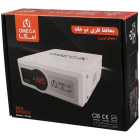 تصویر محافظ برق امگا مدل F2100 دو خانه ارت دار با کابل ۲ متری 
