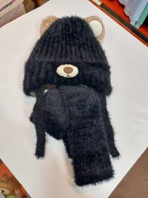 تصویر کلاه و شال گردن وارداتی - مشکی 