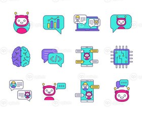 تصویر دانلود آیکون چت بات آیکون های رنگی مجموعه ربات های چت تاک ربات مجازی 