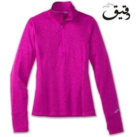 تصویر نیم زیپ ورزشی بروکس زنانه Brooks Dash ½ Zip سرخابی Brooks Dash ½ Zip