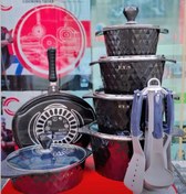 تصویر سرویس ۱۸ پارچه قابلمه و تابه F.T.S – آشپزی حرفه‌ای با طراحی مدرن و نچسب 