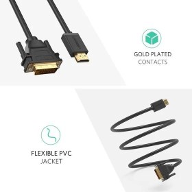 تصویر کابل تبدیل HDMI به DVI برند UGREEN مدل 10135 UGREEN HD106 (10135) HDMI to DVI Cable 2M