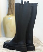 تصویر بوت بلند زنانه گرا مدل دوکش چرم boot boland