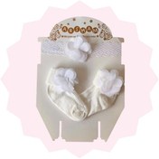 تصویر ست تل و جوراب دخترانه نوزادی 