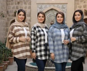تصویر شکت چهارخونه‌ی زنانه موهر پشمی ضخیم 
