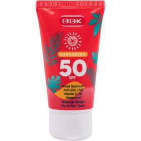 تصویر کرم ضد آفتاب SPF50 بی رنگ انواع پوست ببک 50 میلی لیتر لوسیون بدن برند ببک