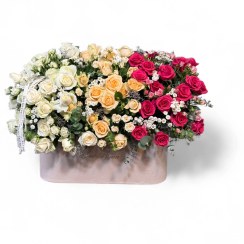 تصویر باکس گل خاستگاری سه رنگ 