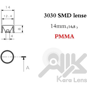 تصویر لنز اس ام دی 14 میلیمتر 3030 و 2835 SMD , smd LED lense 3030 , 2835