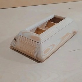 تصویر جعبه چوبی تی بگ مدل منحنی سایز کوچک - آلبالویی ا Tea bag wooden box Curve model Tea bag wooden box Curve model