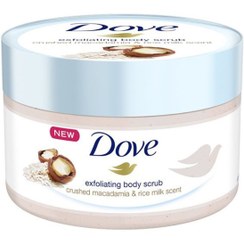 تصویر اسکراب لایه بردار بدن عصاره شیر برنج و ماکادمیا داو Dove