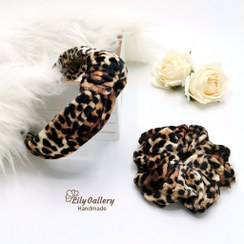 تصویر تل پلنگی‌گره ای مخمل (با اسکرانچی سِت) 