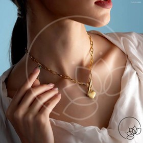 تصویر گردنبند مدل قفل تی و قلب کد 147 ا T-lock and heart model necklace code 147 T-lock and heart model necklace code 147