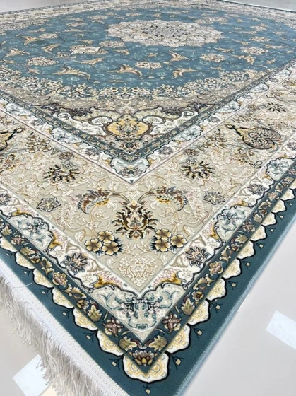 خرید و قیمت فرش طرح دستباف گونه ابی اطلسی1200 شانه | ترب