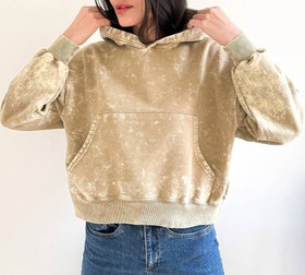 تصویر هودی زنانه کراپ سنگشور کلاه‌دار 