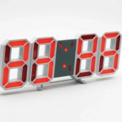 تصویر ساعت دیجیتال رومیزی قرمز بدنه سفید 