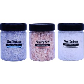 تصویر نمک صورتی،آبی و دلنمک نیم کیلویی سالتستن pink&blue&white salt-500gr